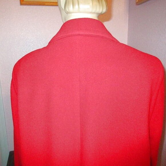 90s VTG LL Bean WOOL Double Breasted COAT Size 14 POCKETS Lined USA MADE Red - Picture 10 of 12
